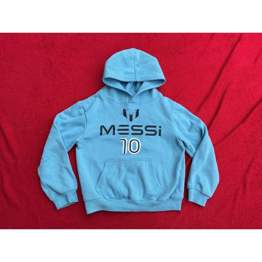 Messi Collection Hoodie Kids Size 8 Blue Good Pullover Soccer Graphic 10 Fleece